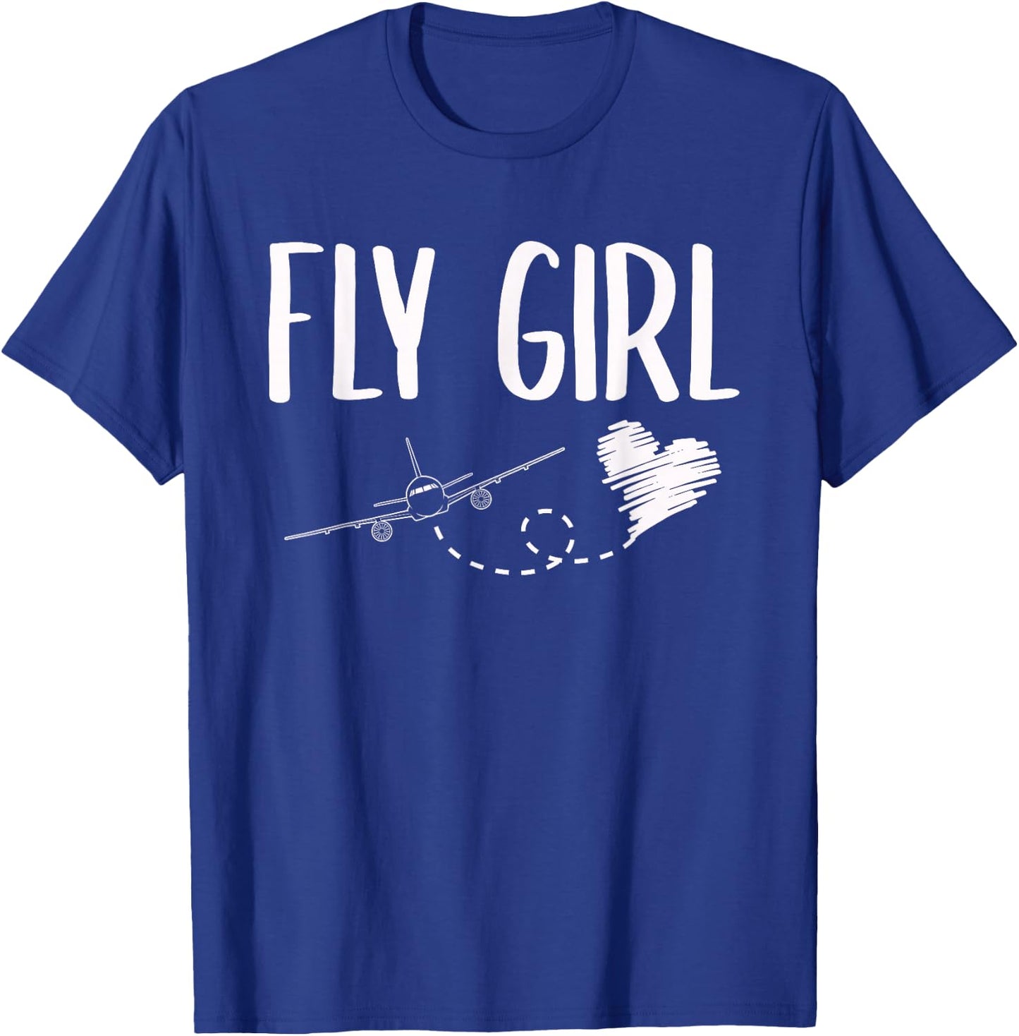 Plane Airplane Flying Travel Flight Attendant Fly Girl Heart T-Shirt - T-Shirt | Royal