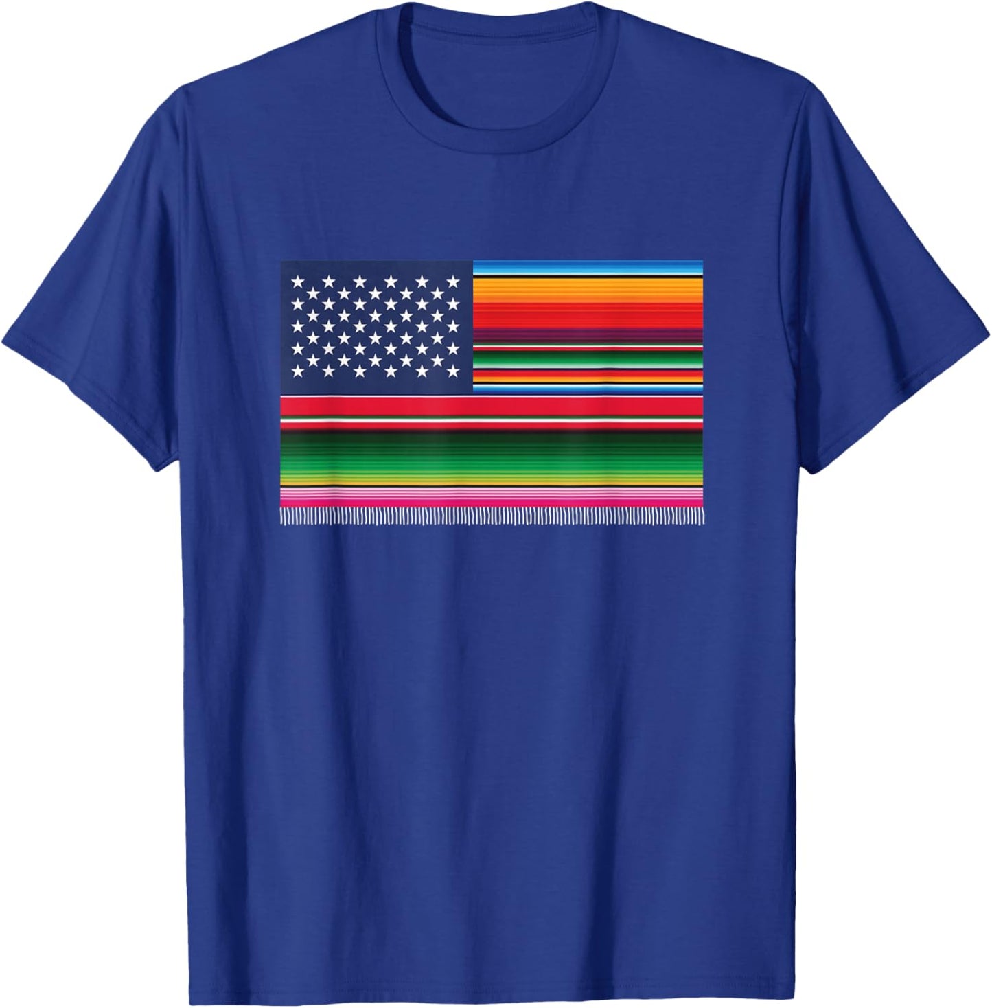 American Serape Blanket Striped Flag for Hispanic Chicano T-Shirt - T-Shirt | Royal