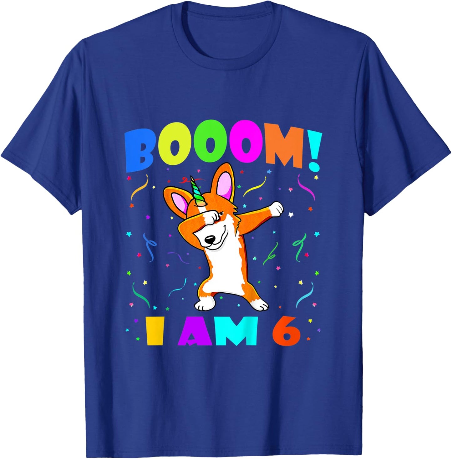 Kids Dabbing Corgicorn Booom! I Am 6 Boy Girl 6th Birthday Outfit T-Shirt - T-Shirt | Royal