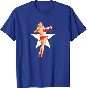 Patriotic Vintage Sexy Pinup Girl T-Shirt - T-Shirt | Royal