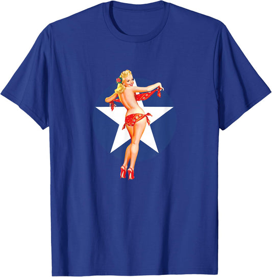 Patriotic Vintage Sexy Pinup Girl T-Shirt - T-Shirt | Royal
