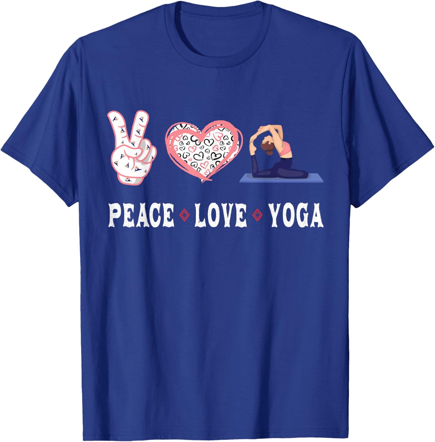 Yoga lovers Player fans Peace love Yoga T-Shirt - T-Shirt | Royal