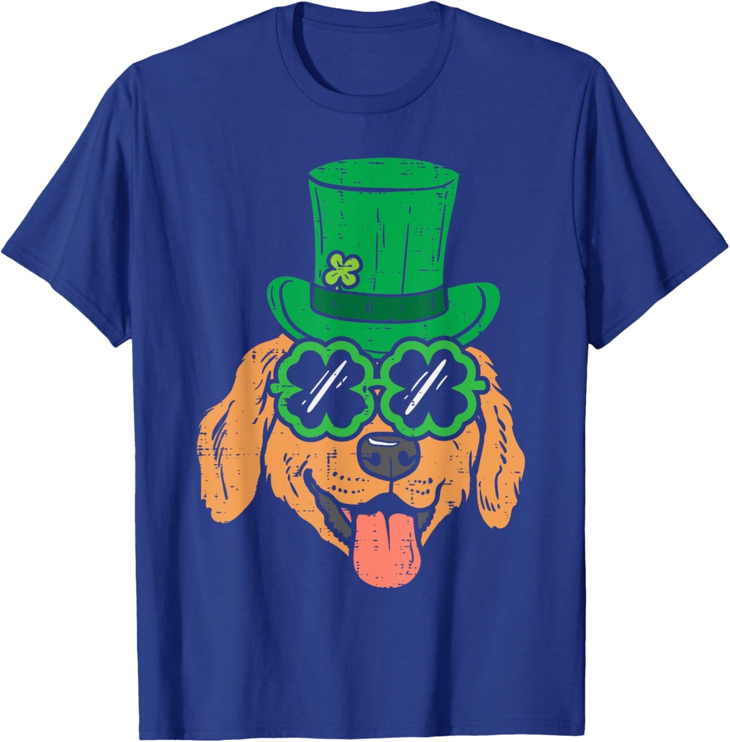 Leprechaun Golden Retriever Clover St Patricks Day Dog Gift Men Women Kids T-Shirt - T-Shirt | Royal