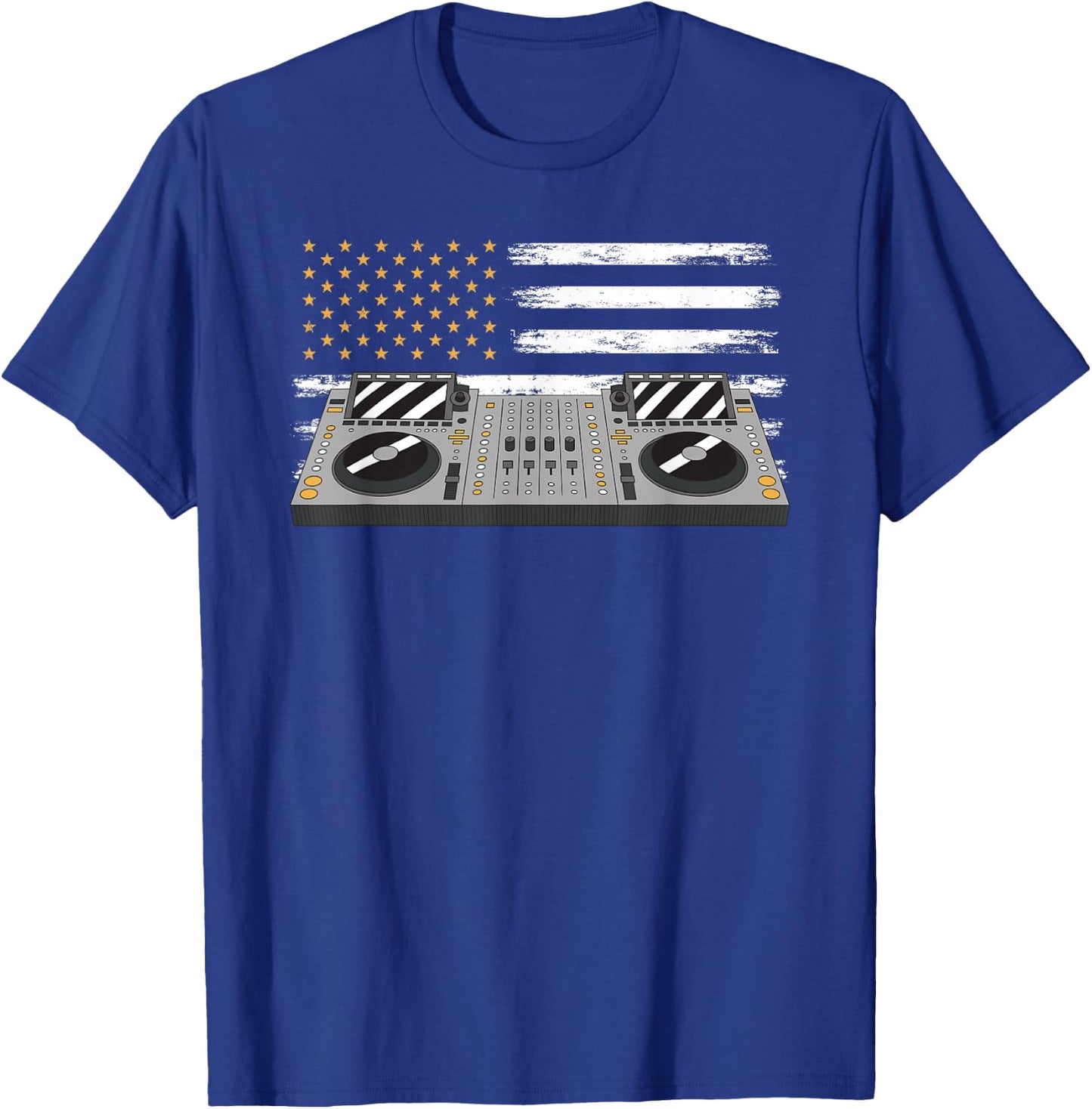 American Flag Sound Mixer 4th of July Patriotic DJ T-Shirt - T-Shirt | Royal