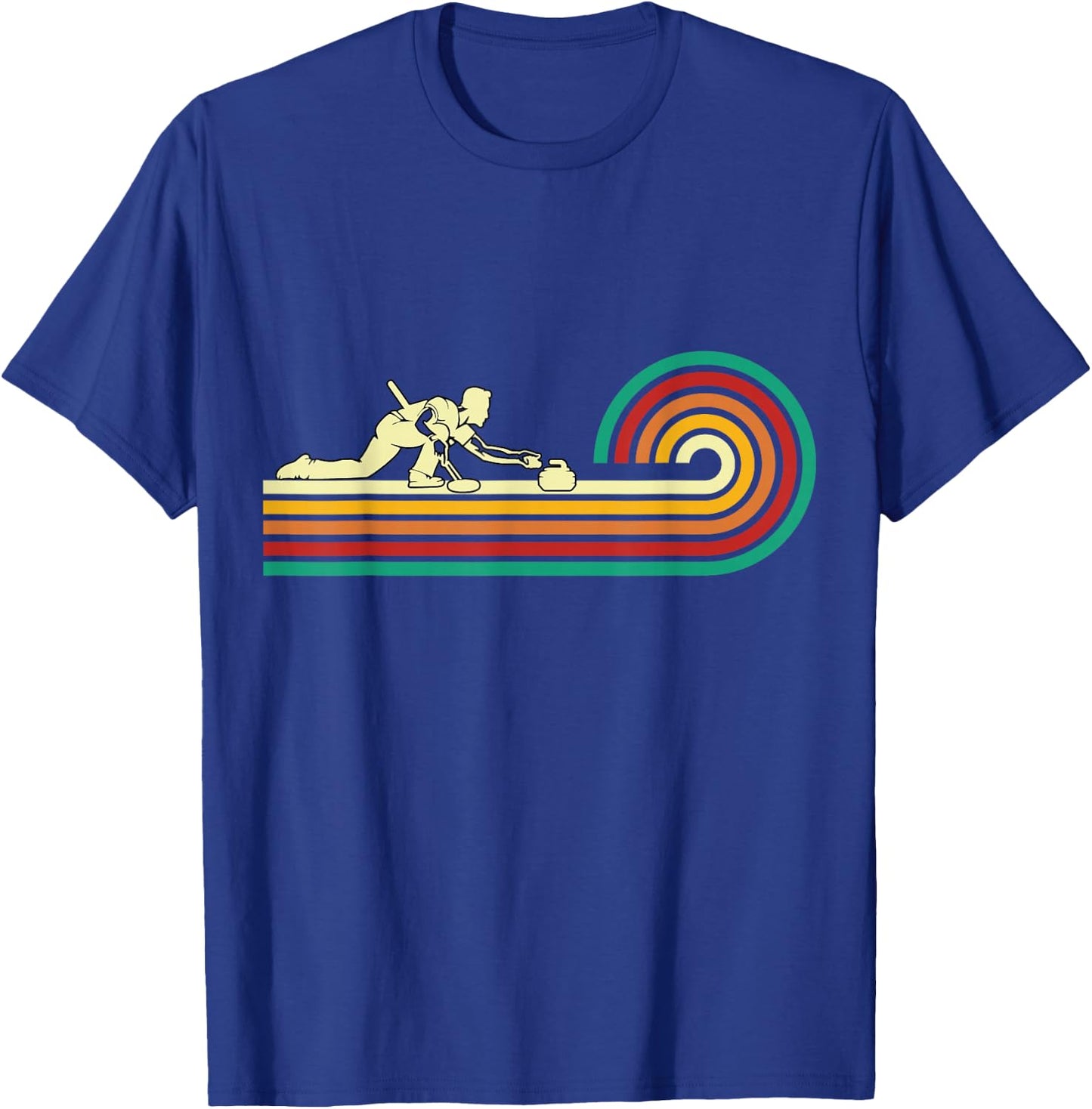 Curler sliding Curling Stone Retro Curling T-Shirt - T-Shirt | Royal