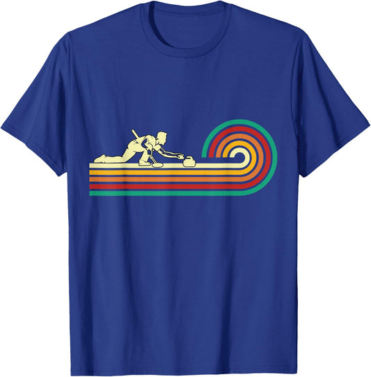 Curler sliding Curling Stone Retro Curling T-Shirt - T-Shirt | Royal