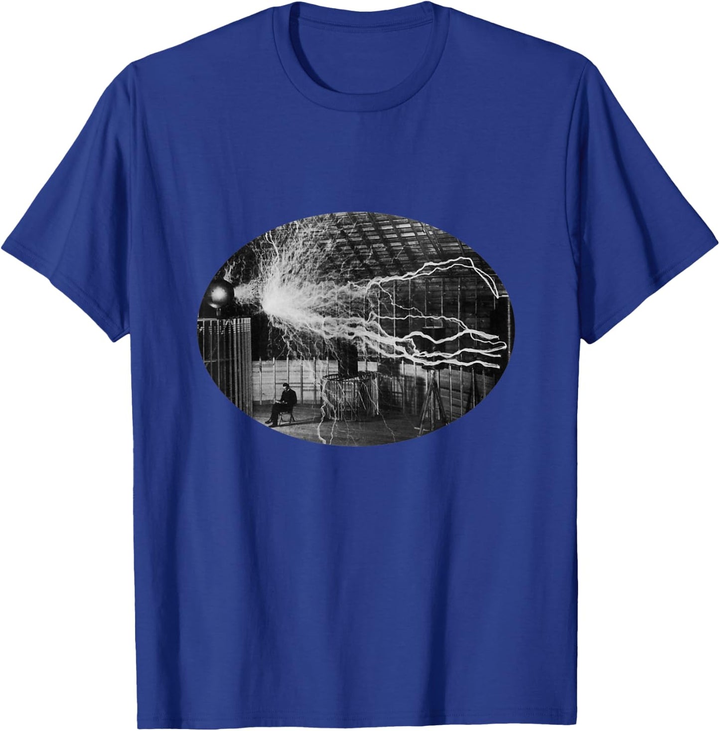 Nikola Tesla | Tesla with Tesla Coil Historical Shirt T-Shirt - T-Shirt | Royal