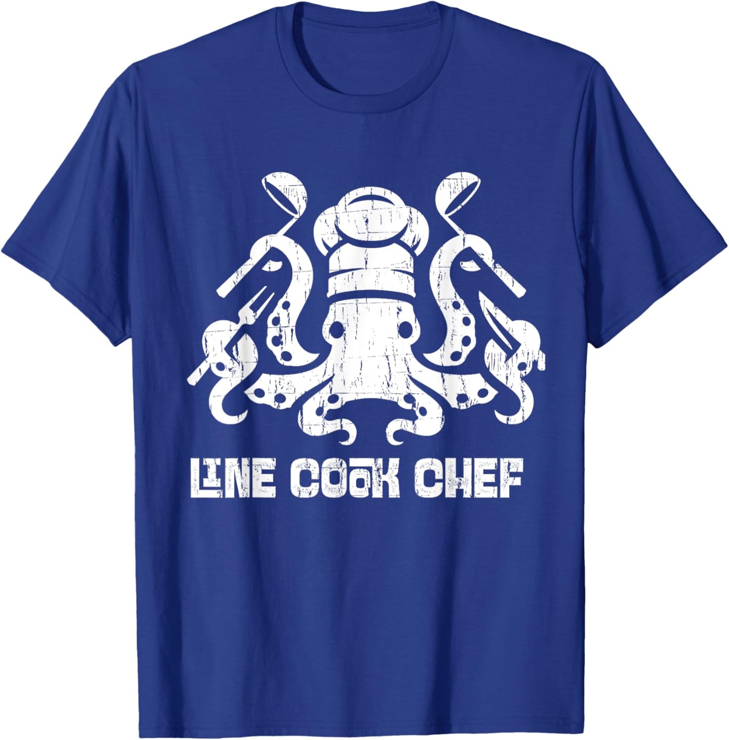 Line Cook Chef Shirt Culinary Pun Octopus Kitchen Funny Gift T-Shirt - T-Shirt | Royal