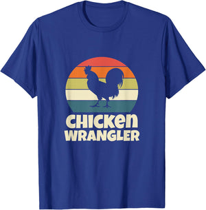Chicken Wrangler Farmer Rooster Farming Retro Vintage T-Shirt - T-Shirt | Royal