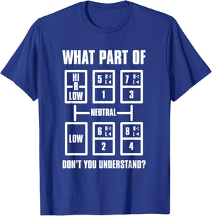 Trucker T Shirts - Gear Shift Pattern T-Shirt - T-Shirt | Royal
