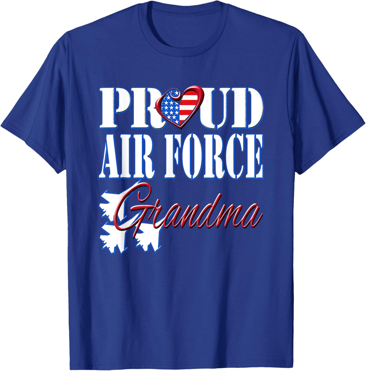 Proud Air Force Grandma Shirt US Heart Military Women. T-Shirt - T-Shirt | Royal