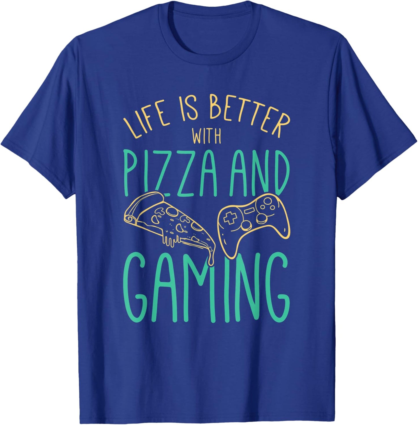 Video Gaming Design for a Gamer Cool Pizza T-Shirt - T-Shirt | Royal