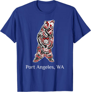 Port Angeles WA Native American Indian Brown Grizzly Bear T-Shirt - T-Shirt | Royal