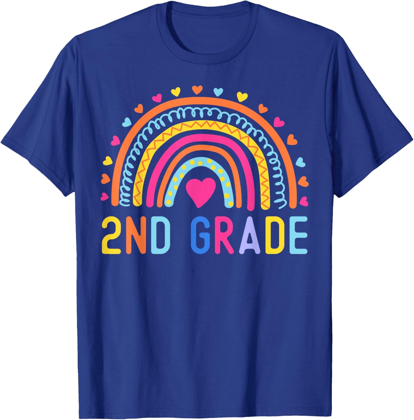 2nd Grade Rainbow Girl Boys Teacher Hello Second Grade Squad T-Shirt - T-Shirt | Royal