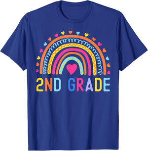 2nd Grade Rainbow Girl Boys Teacher Hello Second Grade Squad T-Shirt - T-Shirt | Royal