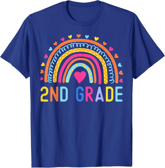 2nd Grade Rainbow Girl Boys Teacher Hello Second Grade Squad T-Shirt - T-Shirt | Royal