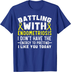 Battling With Endometriosis Awareness Disease T-Shirt - T-Shirt | Royal