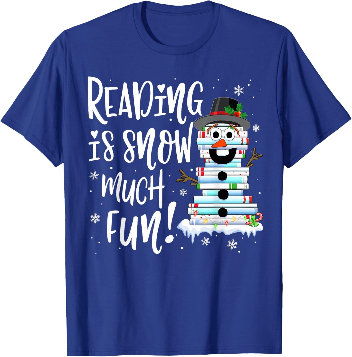Christmas Reading Snowman Book Book Lover Reader T-Shirt - T-Shirt | Royal