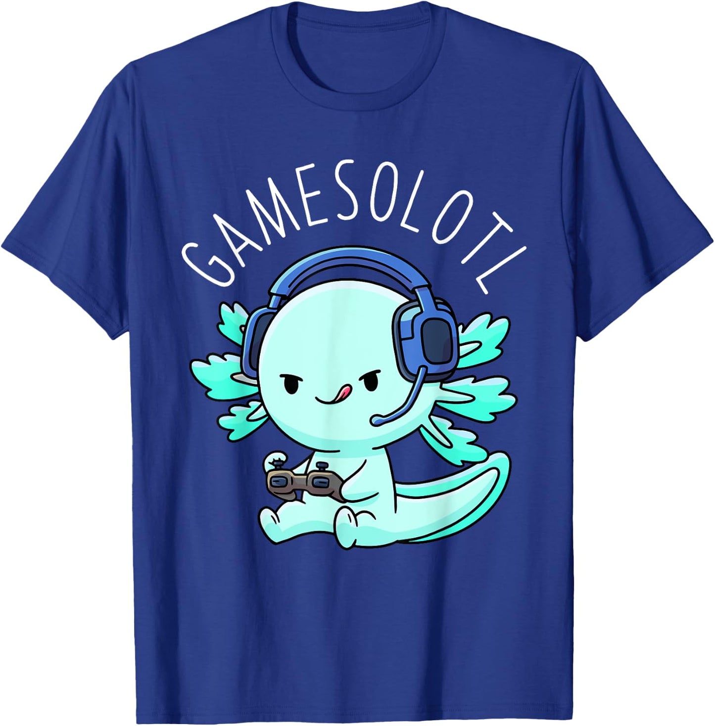 Otaku Lifestyle Threads Shirt Co. Gamesolotl Axolotl Gamer Anime Gifts Kawaii Boys Girls , Black T-Shirt - T-Shirt | Royal