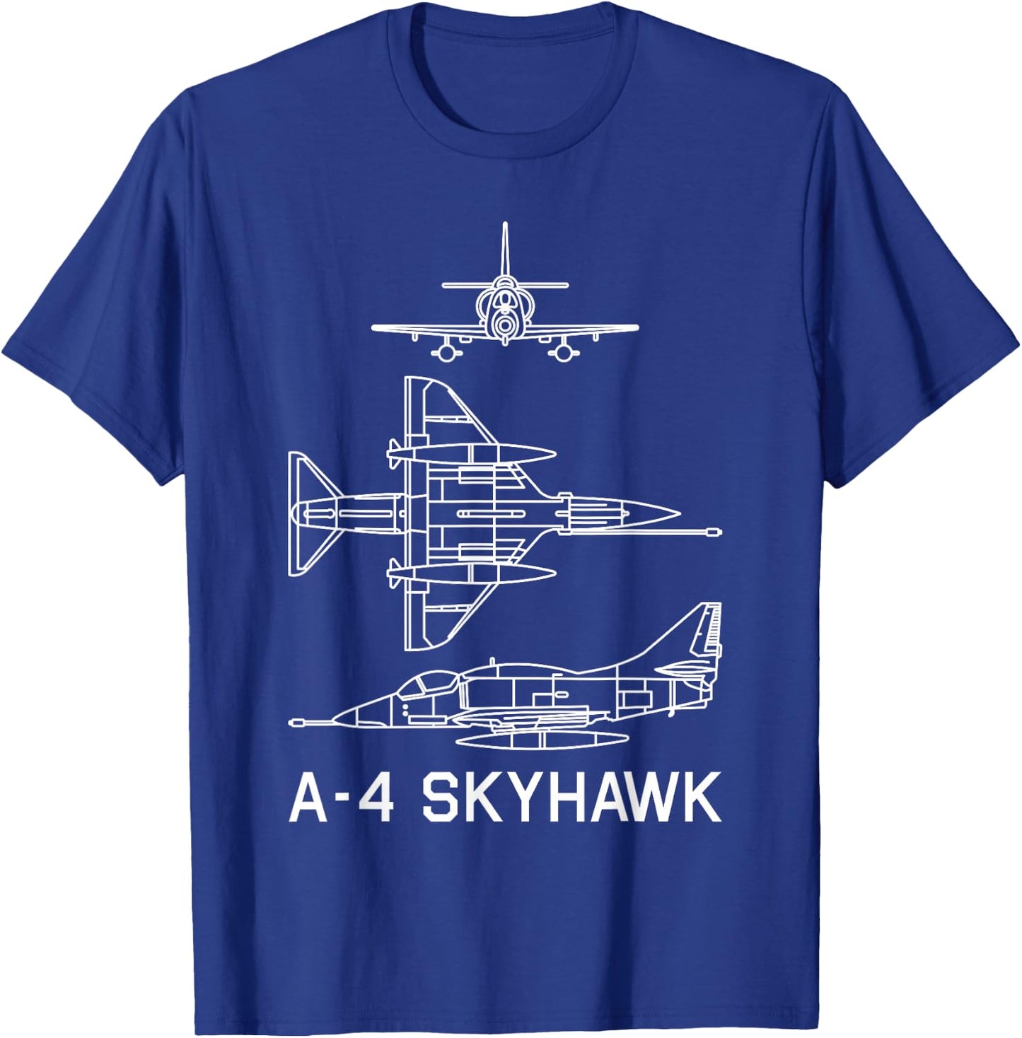 A-4 Skyhawk American Plane Blueprint Diagram T-Shirt - T-Shirt | Royal