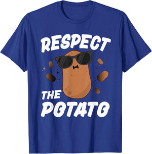 Respect The Potato For Boys Men Funny Vegetable T-Shirt - T-Shirt | Royal
