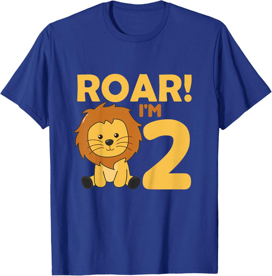 Kids Children 2nd Birthday Lion 2 Years Old Boy Lion Animal King T-Shirt - T-Shirt | Royal