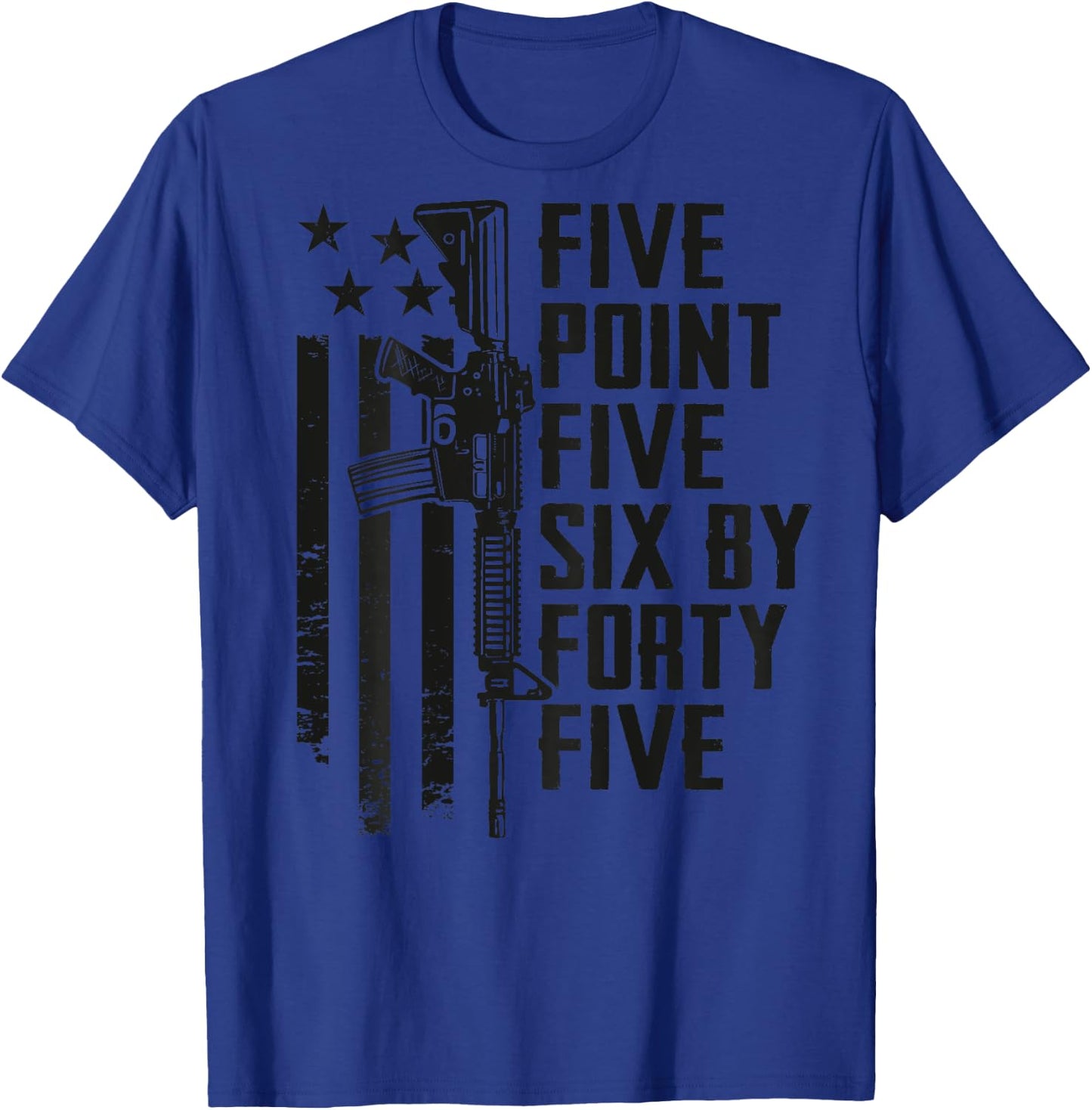 Five Point Five Six 5.56 Ammo AR15 Rifle - Camo - ON BACK T-Shirt - T-Shirt | Royal