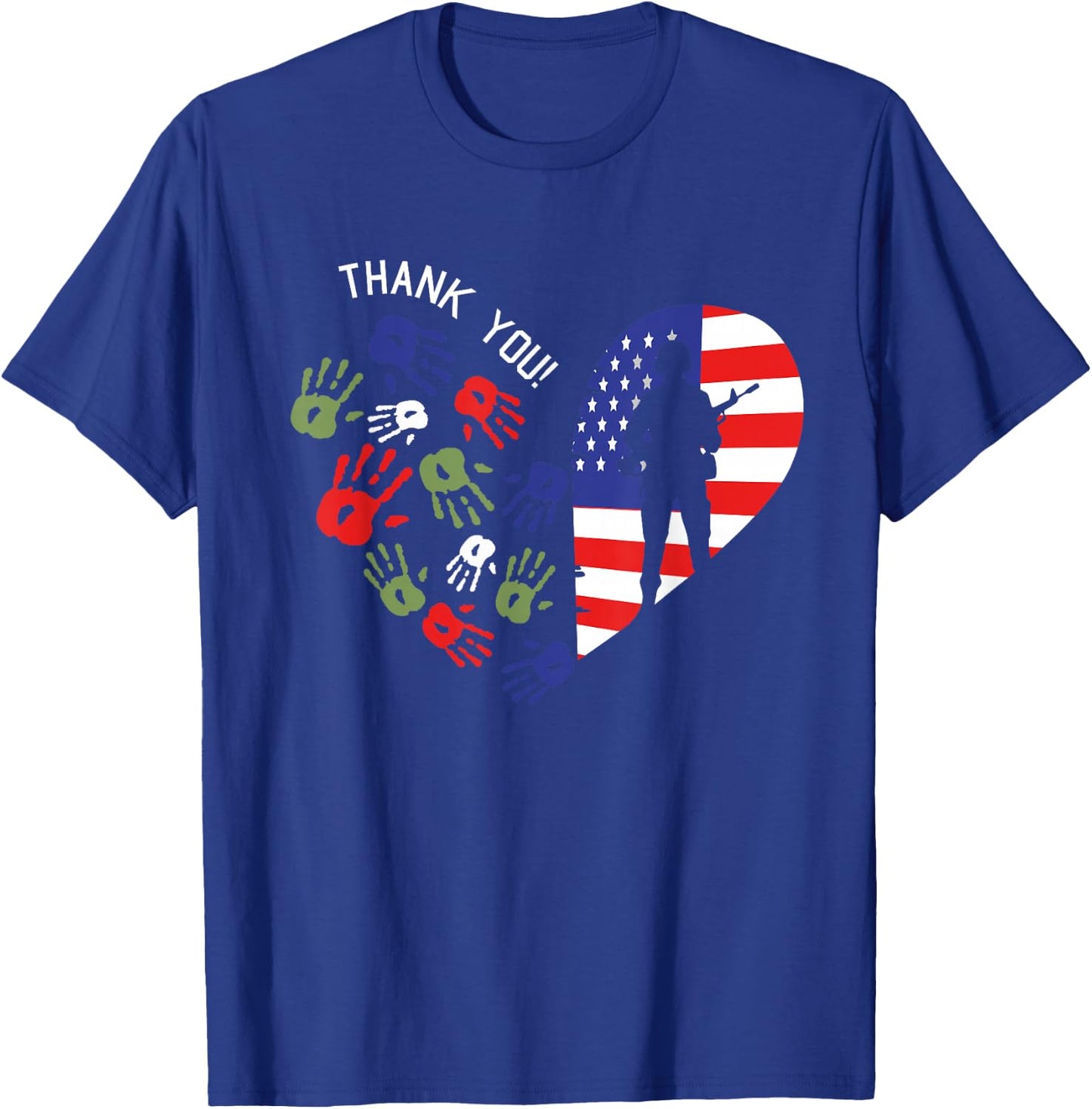 Thank You Veterans Day American Flag Heart Military Army T-Shirt - T-Shirt | Royal