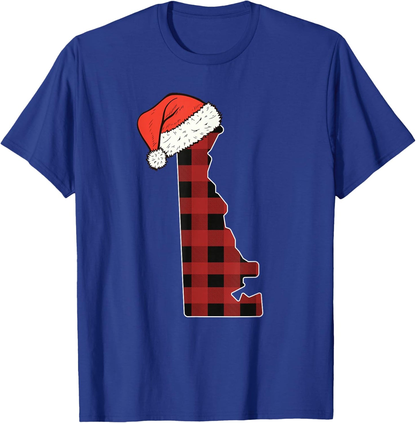 Delaware Plaid Christmas Santa Hat Holiday Matching Design T-Shirt - T-Shirt | Royal