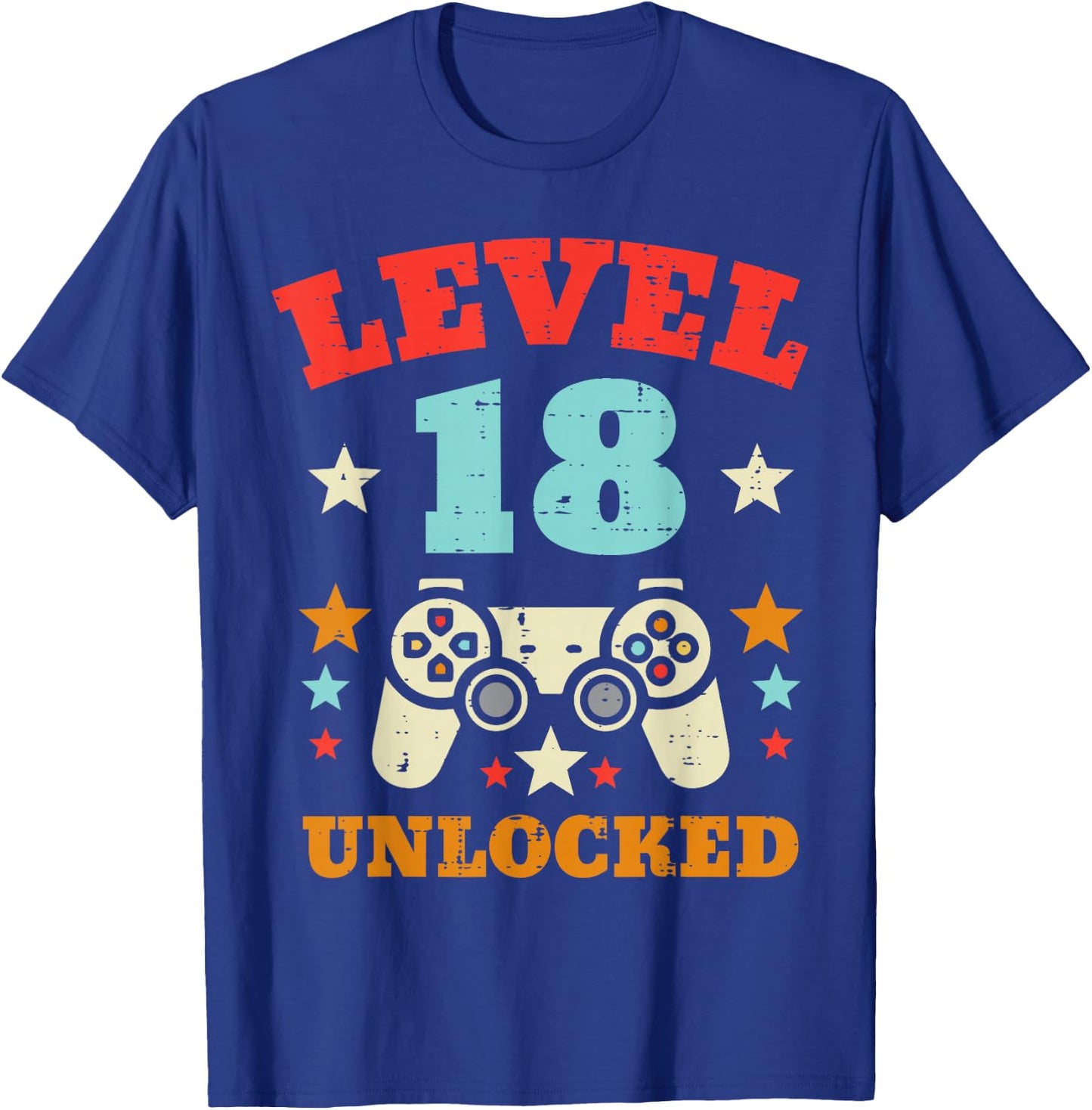 Level 18 Unlocked Video Gamer Boys Men 18th Birthday T-Shirt - T-Shirt | Royal