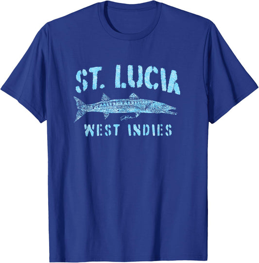 JCombs: St. Lucia, West Indies, Great Barracuda (Distressed) T-Shirt - T-Shirt | Royal