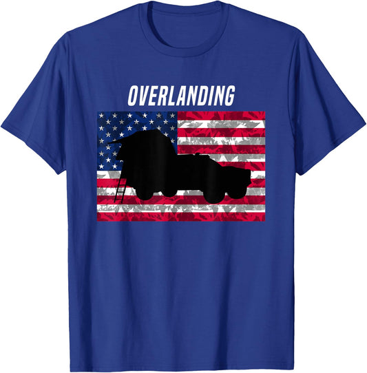 Overlanding American Flag t shirt Women Kids Men T-Shirt - T-Shirt | Royal