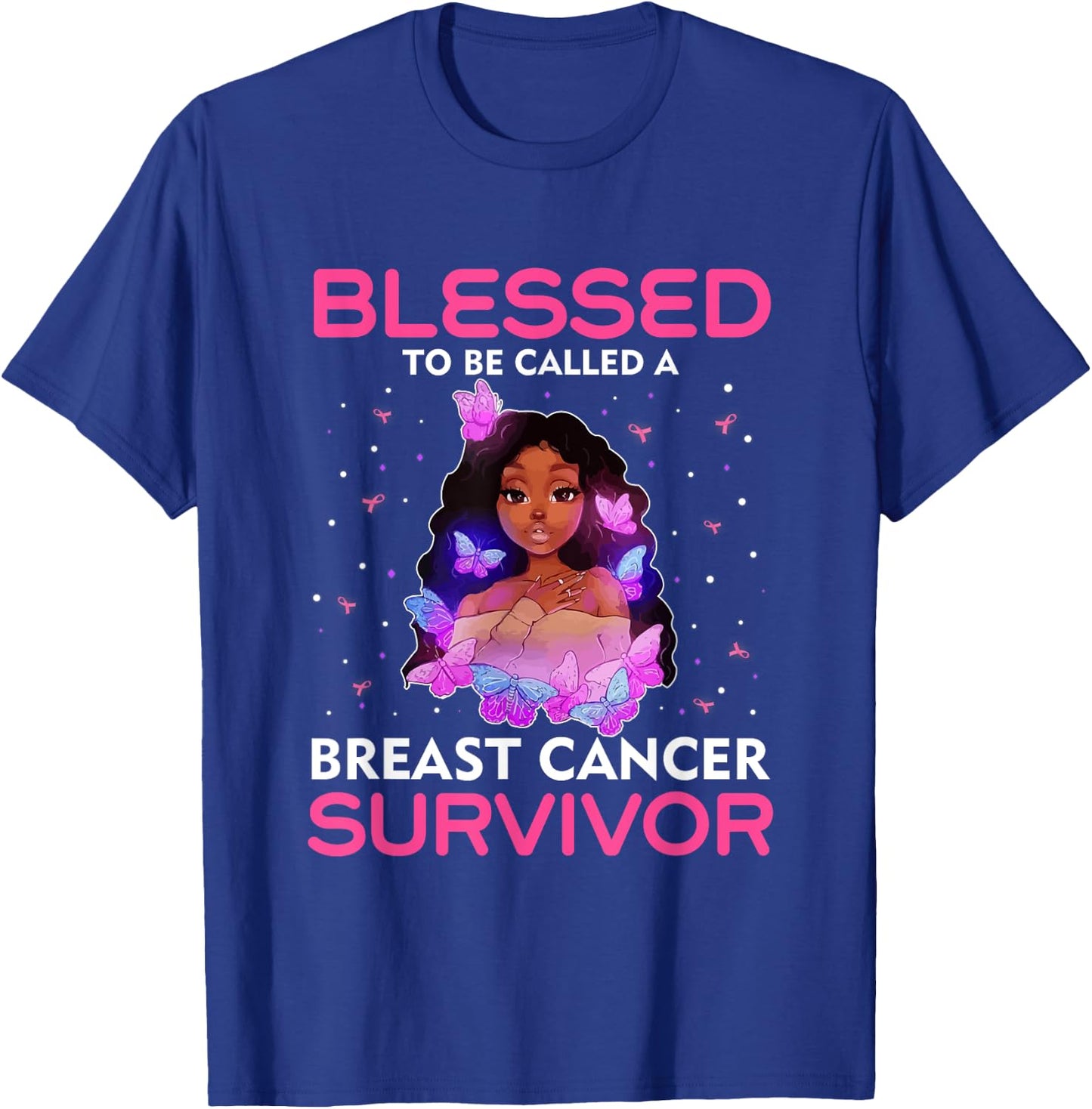 African American Breast Cancer Women Blessed Survivor T-Shirt - T-Shirt | Royal
