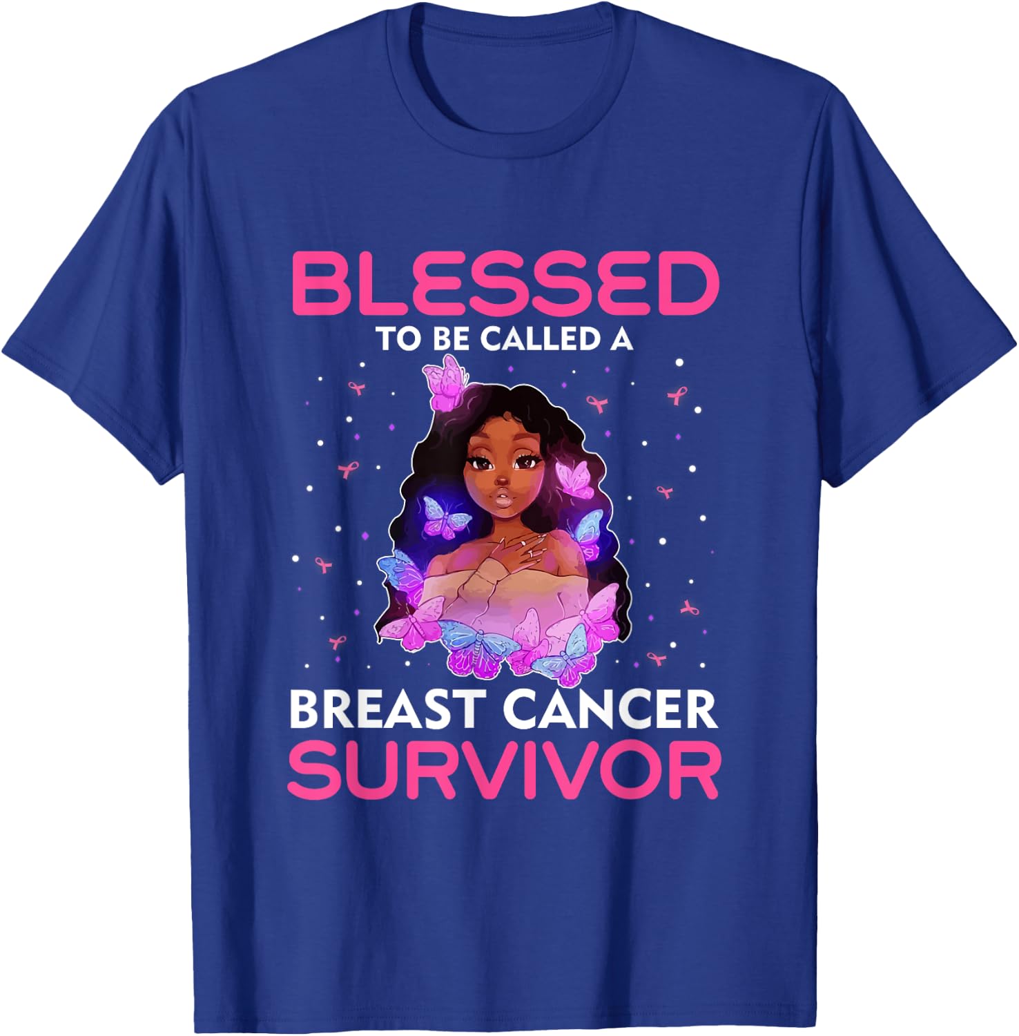 African American Breast Cancer Women Blessed Survivor T-Shirt - T-Shirt | Royal