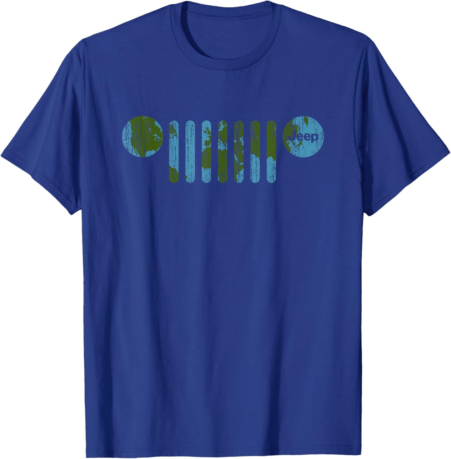 Jeep - There's Only One Earth, Jeep Grille T-Shirt - T-Shirt | Royal