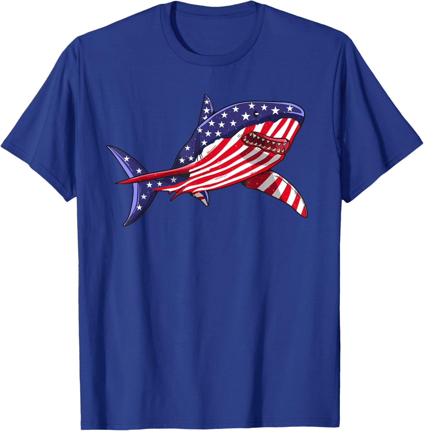 Shark American Flag | Jawsome 4th Of July Kids Boys T-Shirt - T-Shirt | Royal