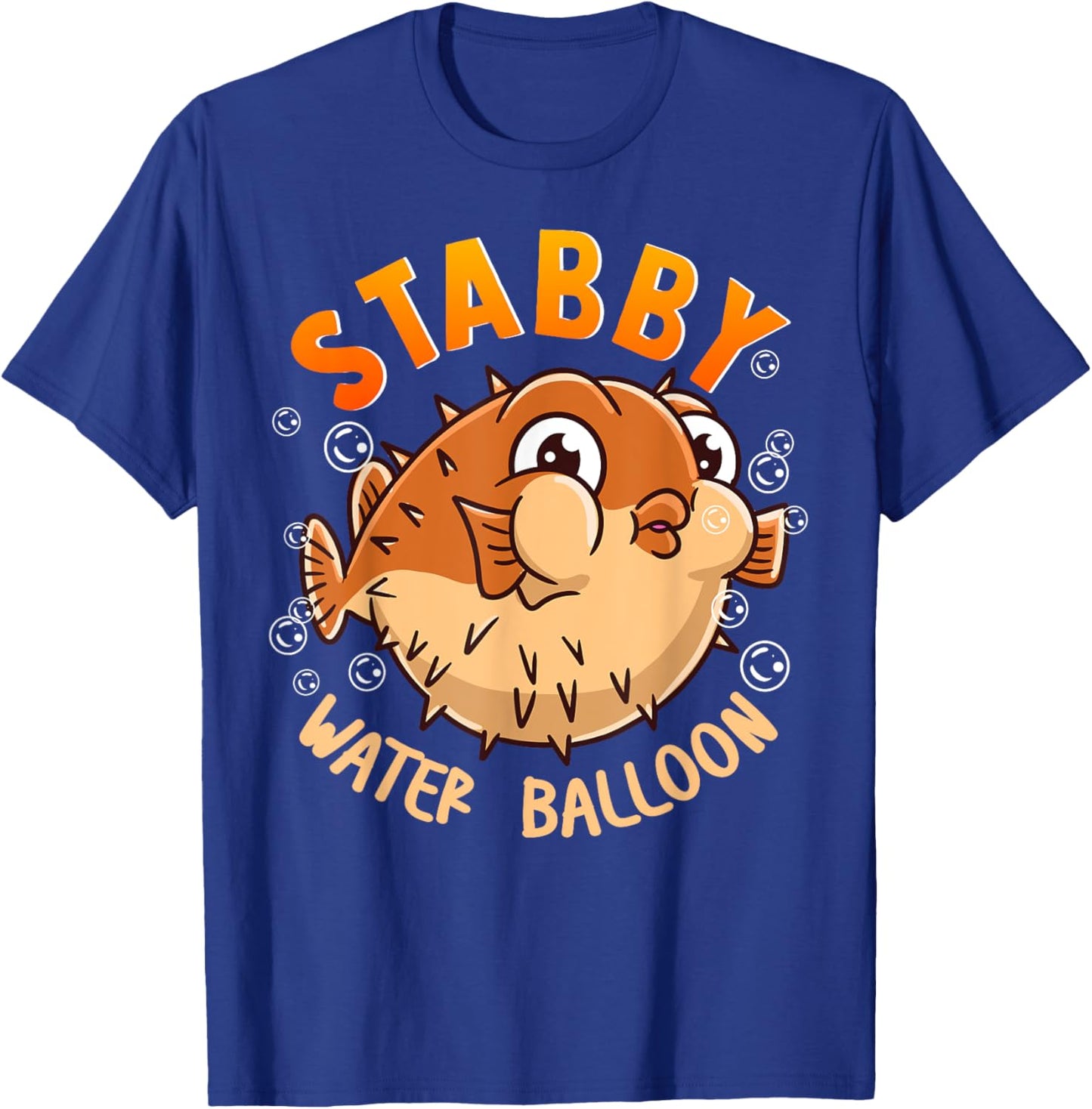 Pufferfish Stabby Water Balloon Fish Cute Funny T-Shirt - T-Shirt | Royal