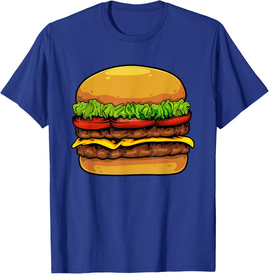 Funny Hamburger Art For Kids Men Women Cheeseburger Lover T-Shirt - T-Shirt | Royal