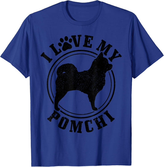 Pomchi Dog I Love My Pomchi Mom Dad Men Women T-Shirt - T-Shirt | Royal