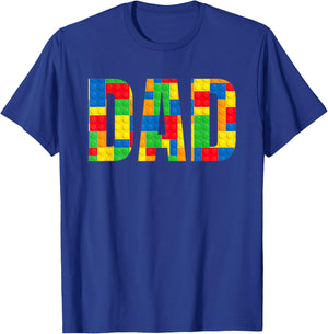Dad Parent Brick Master Builder Building Blocks Set Family T T-Shirt - T-Shirt | Royal