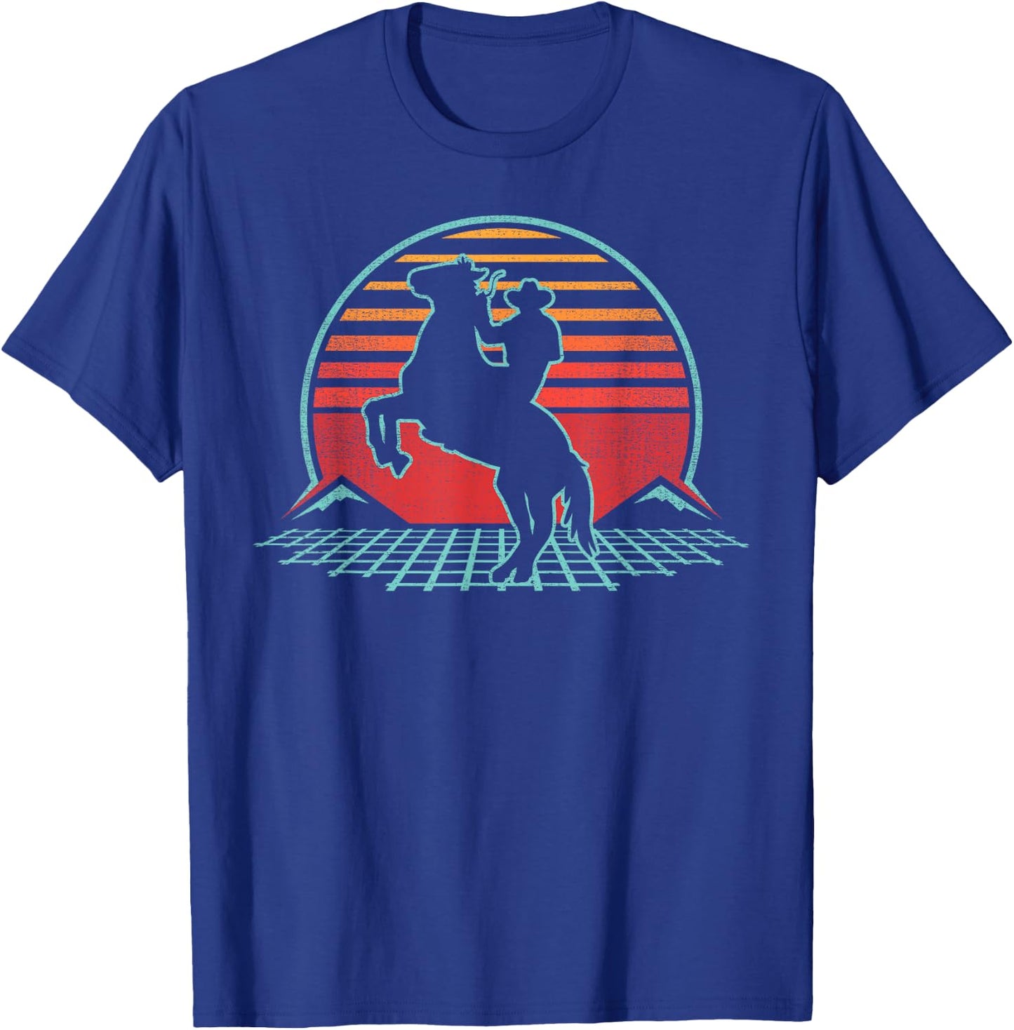 Rodeo Retro Vintage Country Cowboy 80s Horse Rider Gift T-Shirt - T-Shirt | Royal