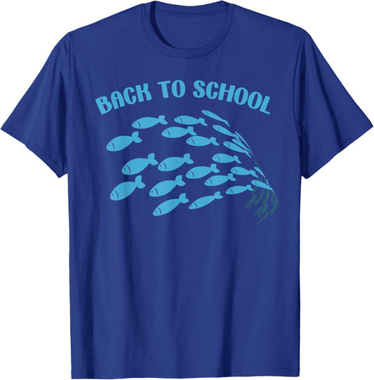 Back To School Of Fish Pun Funny High School Kindergarten T-Shirt - T-Shirt | Royal