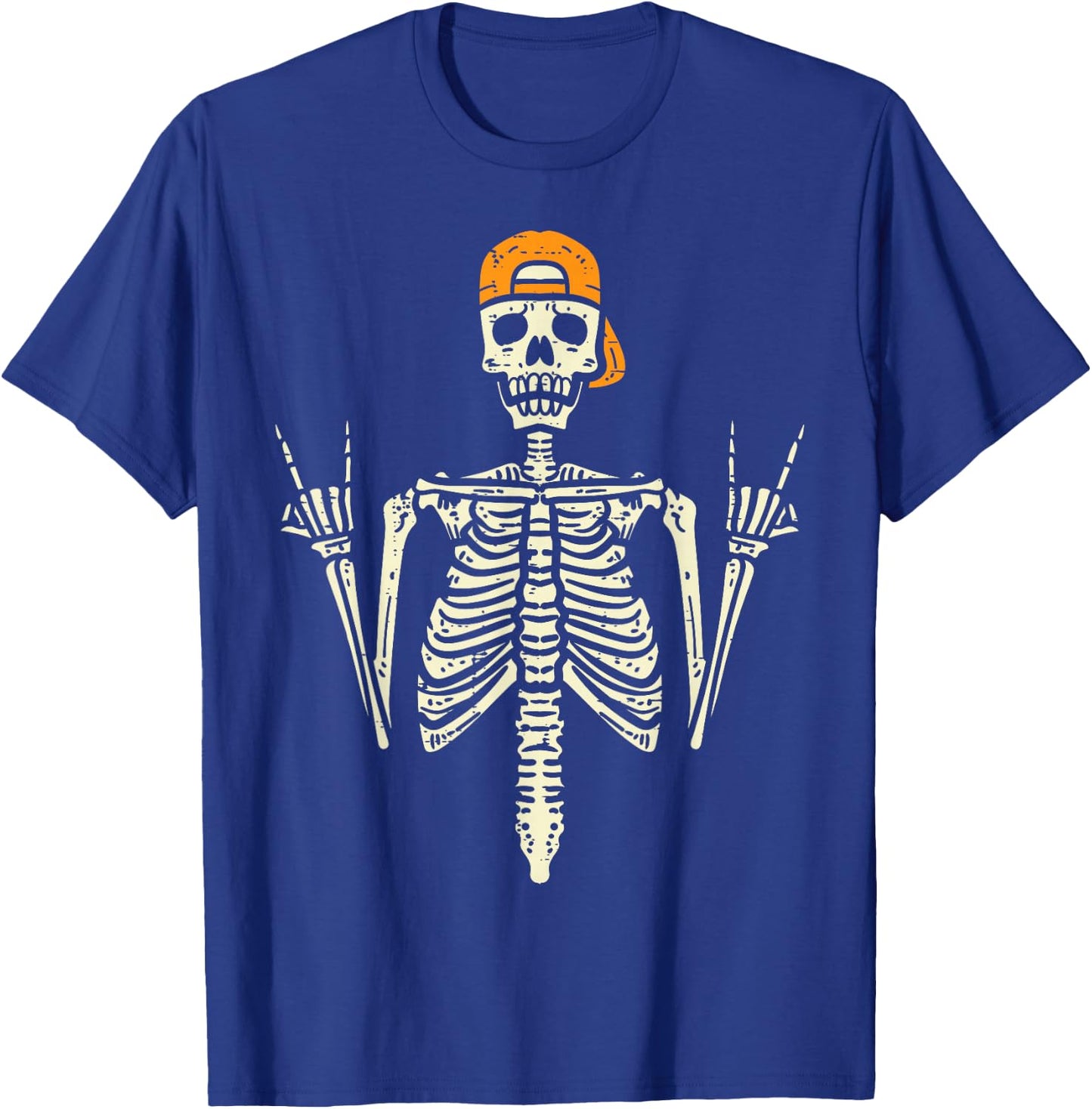 Rocker Skeleton Cap Skater Cool Halloween Punk Rock Men Boys T-Shirt - T-Shirt | Royal