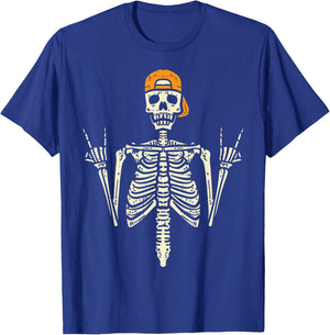 Rocker Skeleton Cap Skater Cool Halloween Punk Rock Men Boys T-Shirt - T-Shirt | Royal