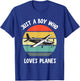 Just A Boy Who Loves Airplanes Funny Kids Toddler Baby 5T 4T T-Shirt - T-Shirt | Royal