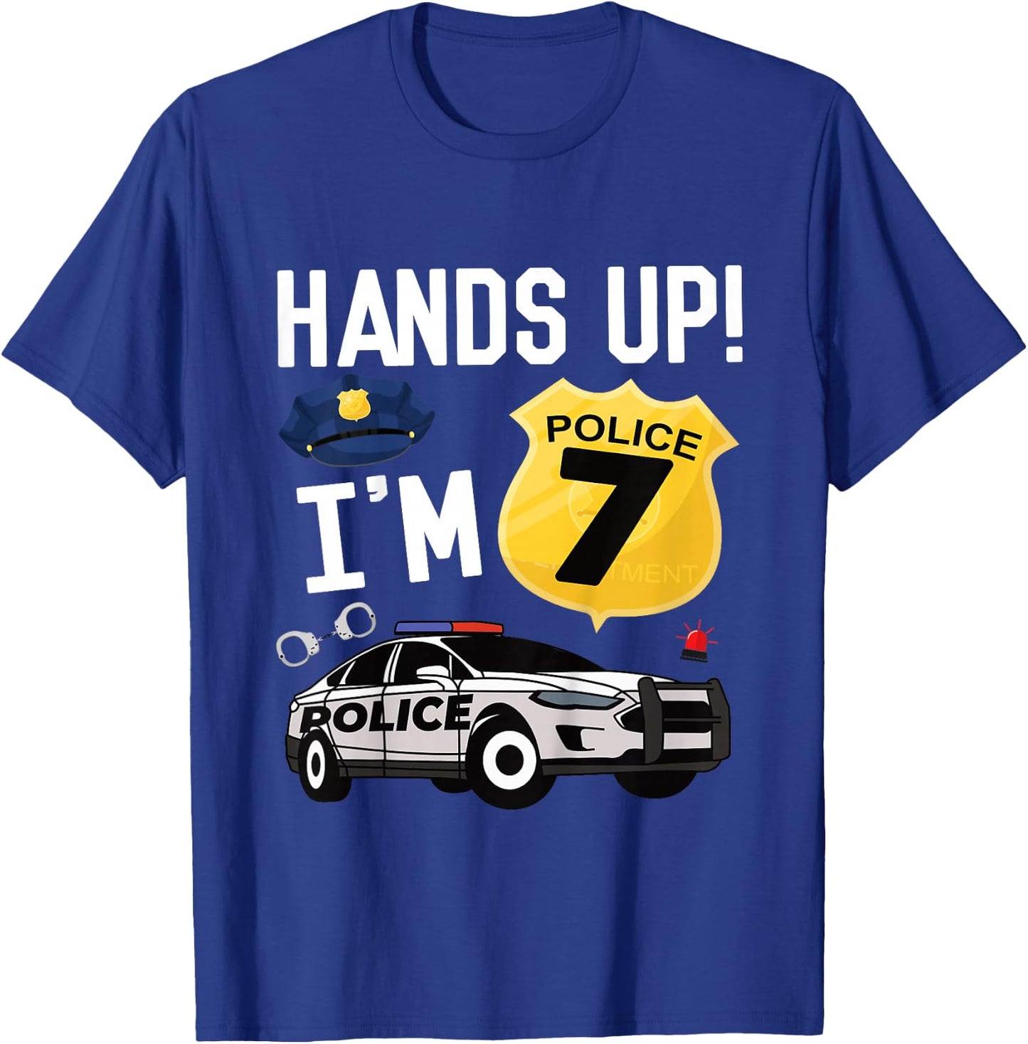 Kids 7th Birthday Policeman Boy Seven Year Old Police Officer T-Shirt - T-Shirt | Royal