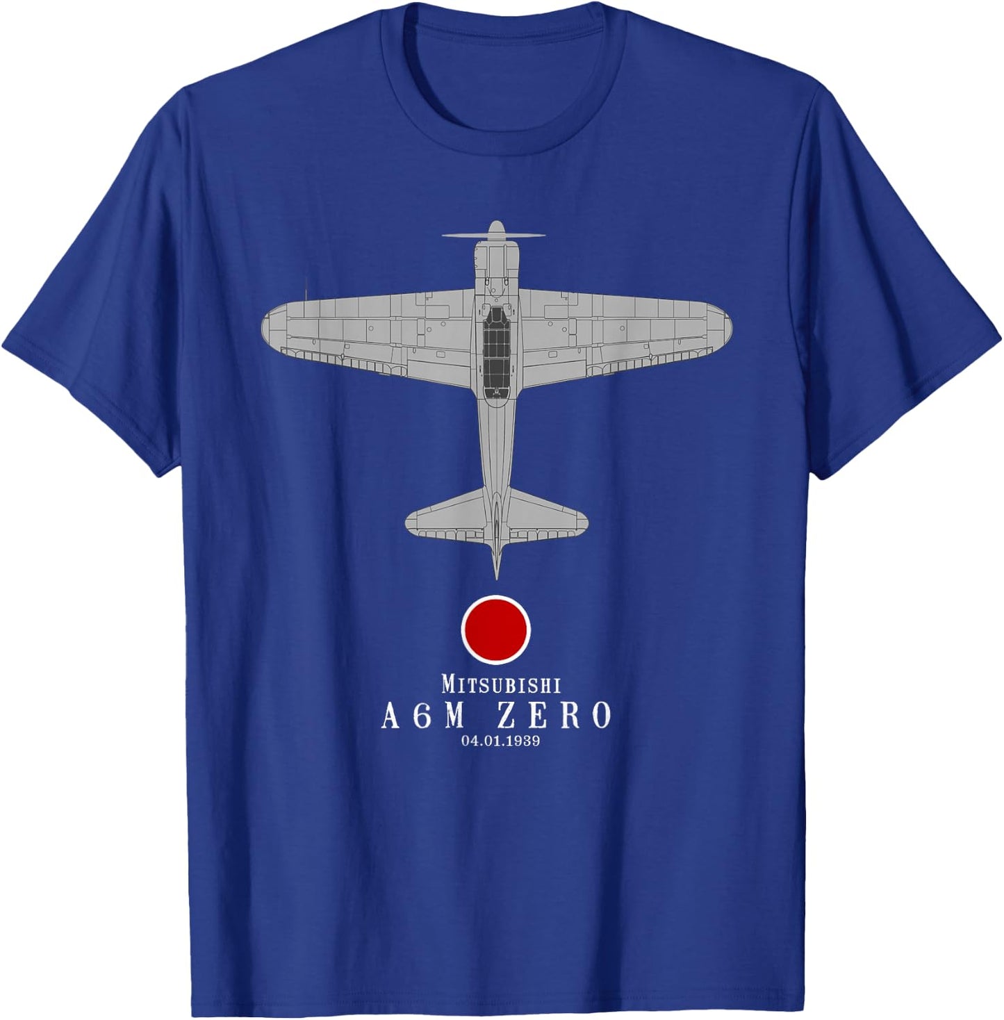A6M Zero Tech Drawing WWII Japanese Fighter Airplane T-Shirt - T-Shirt | Royal