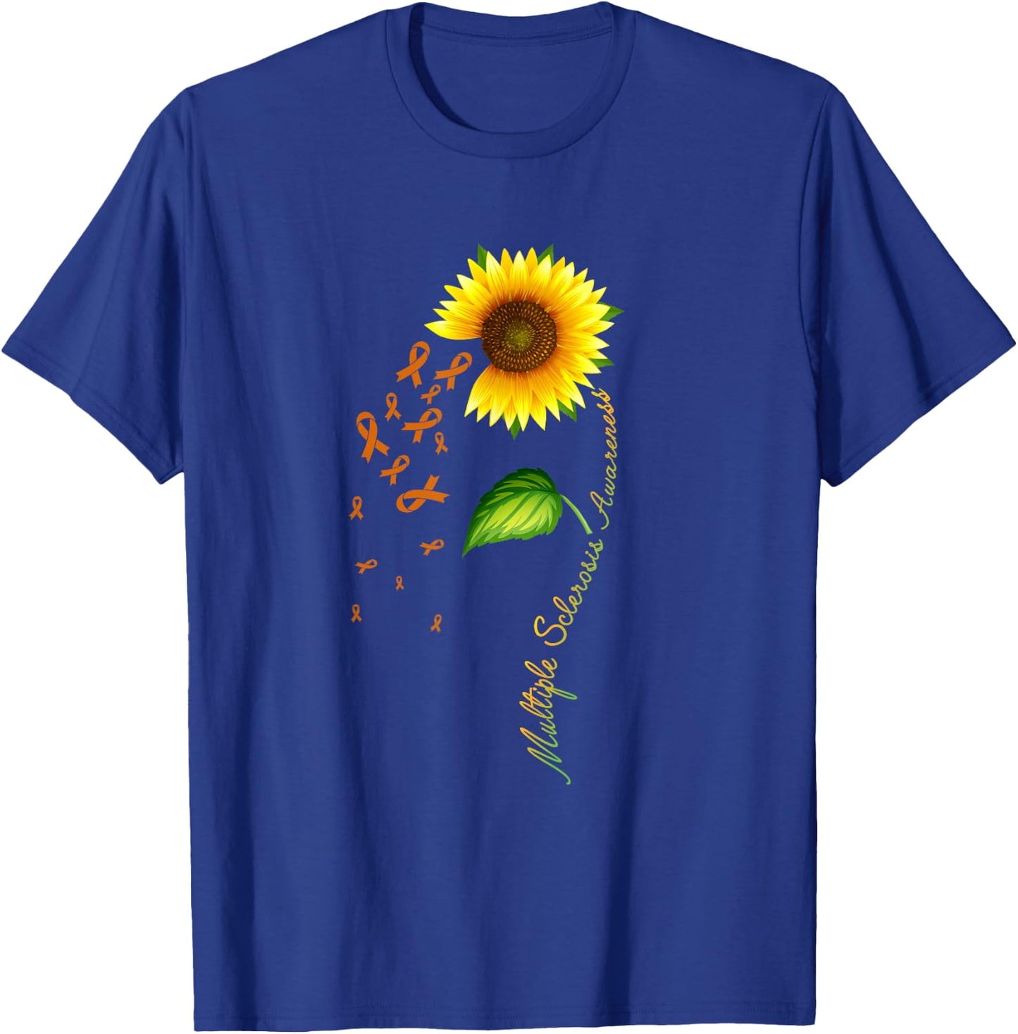 Multiple Sclerosis Awareness Sunflower Orange Ribbon T-Shirt - T-Shirt | Royal
