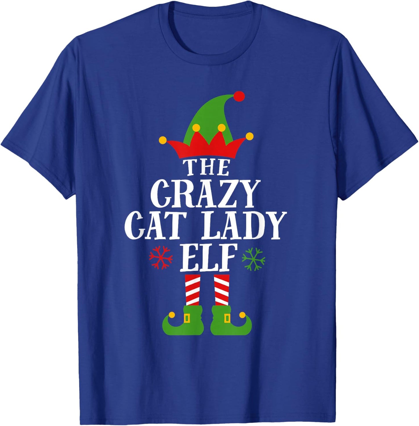 The Crazy Cat Lady Elf Funny Matching Christmas Pajama T-Shirt - T-Shirt | Royal