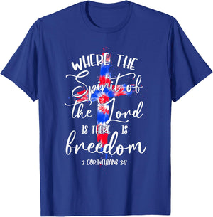Where The Spirit Of The Lord Is Freedom, God Cross 4th July T-Shirt - T-Shirt | Royal